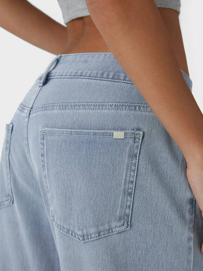 Asymmetric Low Rise Zipper Pockets Baggy Wide Leg Washed Casual Jeans